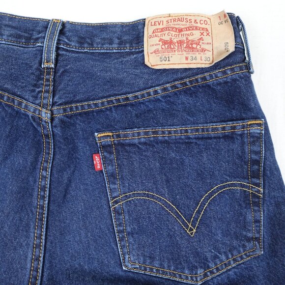 Y2K Levi's 501 Jeans Men's 34x30 Straight Leg 100% Cotton Denim - Picture 6 of 12